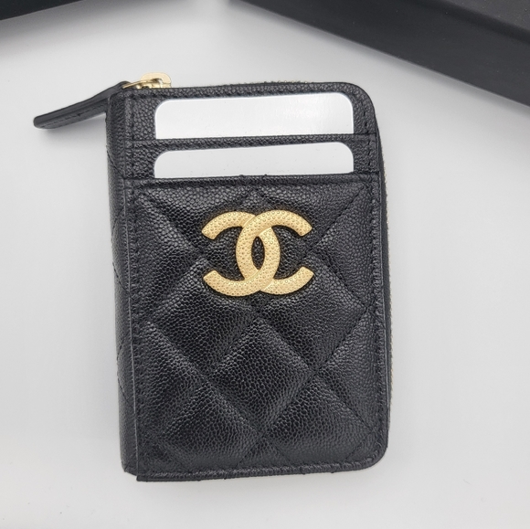 Brand new authentic Chanel Caviar Quilted Zip Card Holder wallet in cavi… - Picture 11 of 12